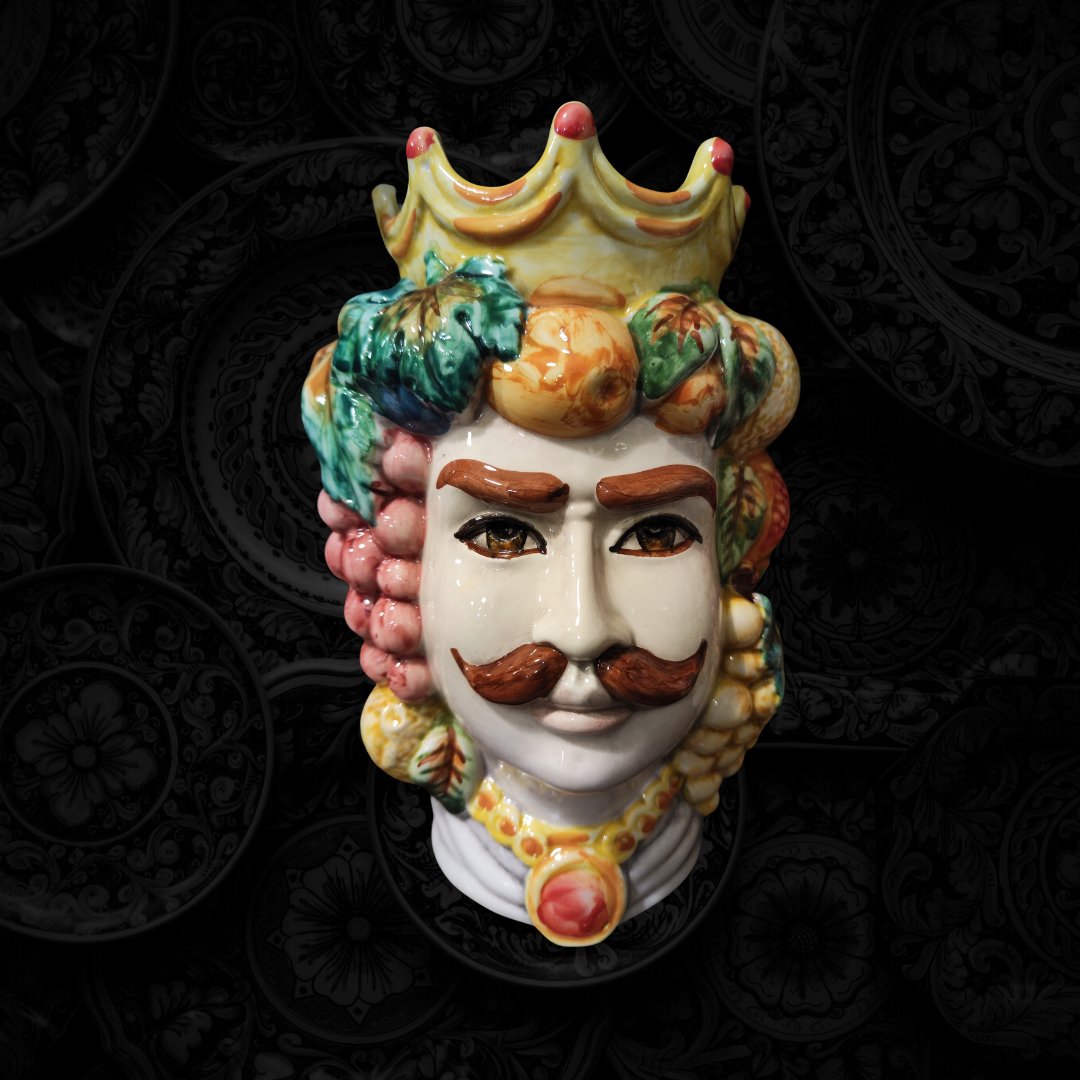 Coppia Teste di Saraceni in Ceramica di Caltagirone 25 cm - Edizione Limitata