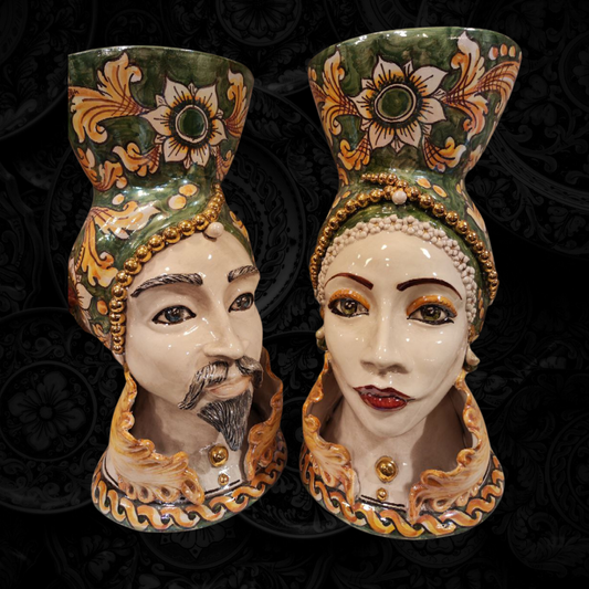 Teste di Moro in ceramica in Oro zecchino - I tesori di Caltagirone